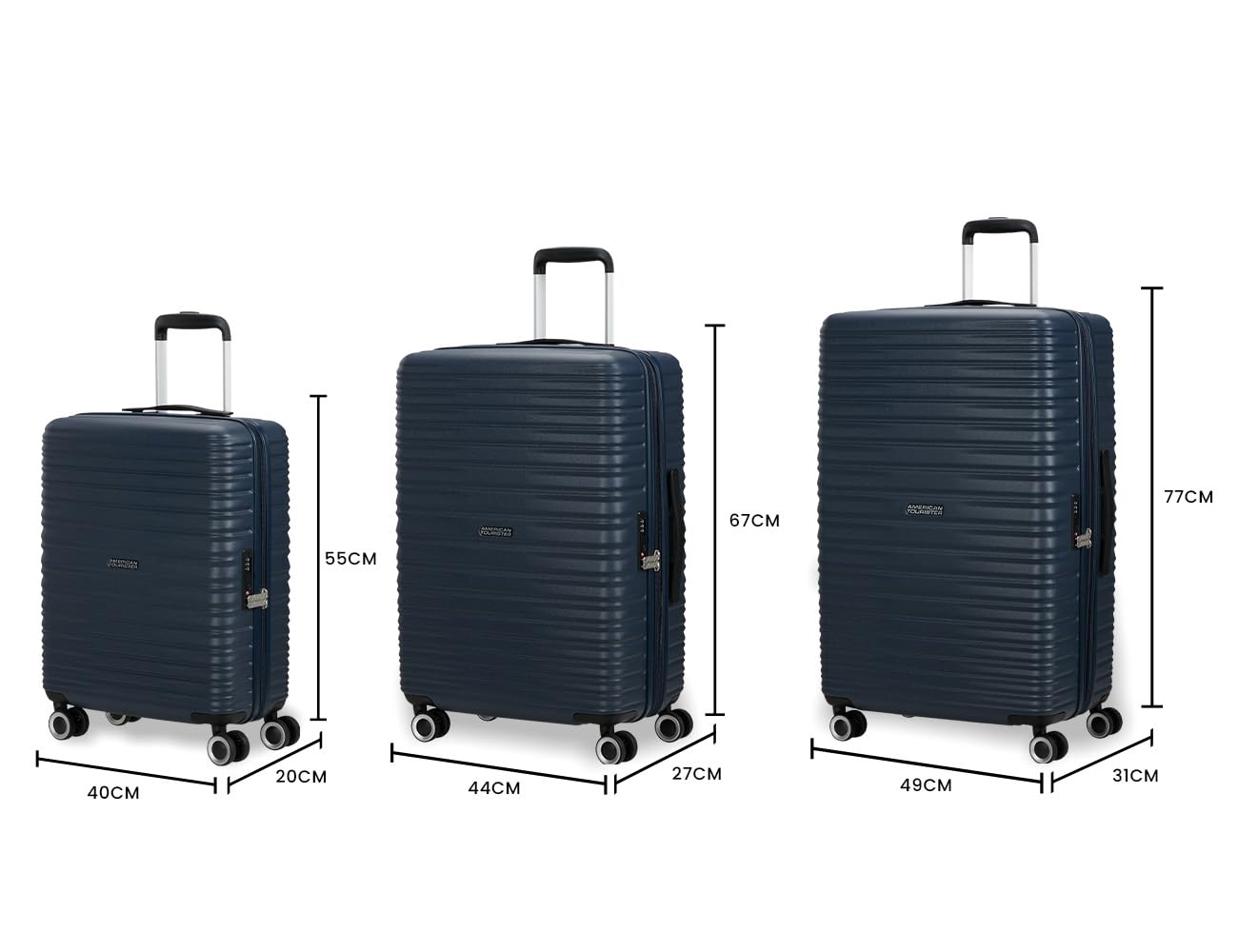 american-tourister-aerotech-ensemble-de-3-valises-rigides-cabine-moyen-grand-ave image 3